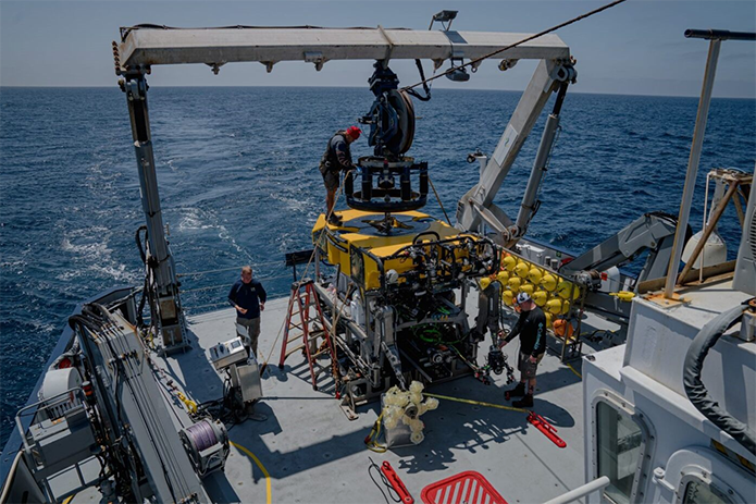 ROV Prep aboard R/V Falkor. Supplied by Brennan Phillips.